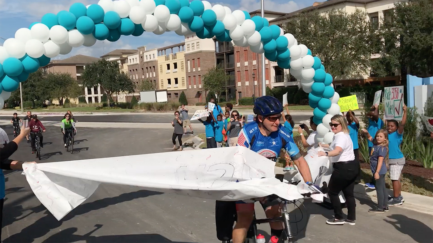 Steve Hughes at the finish line