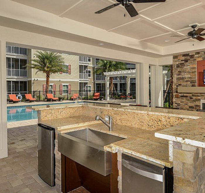 Monterey Pointe Market Rate Senior Living Apartments pool area's kitchen