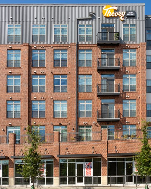 Brick and metal apartment building