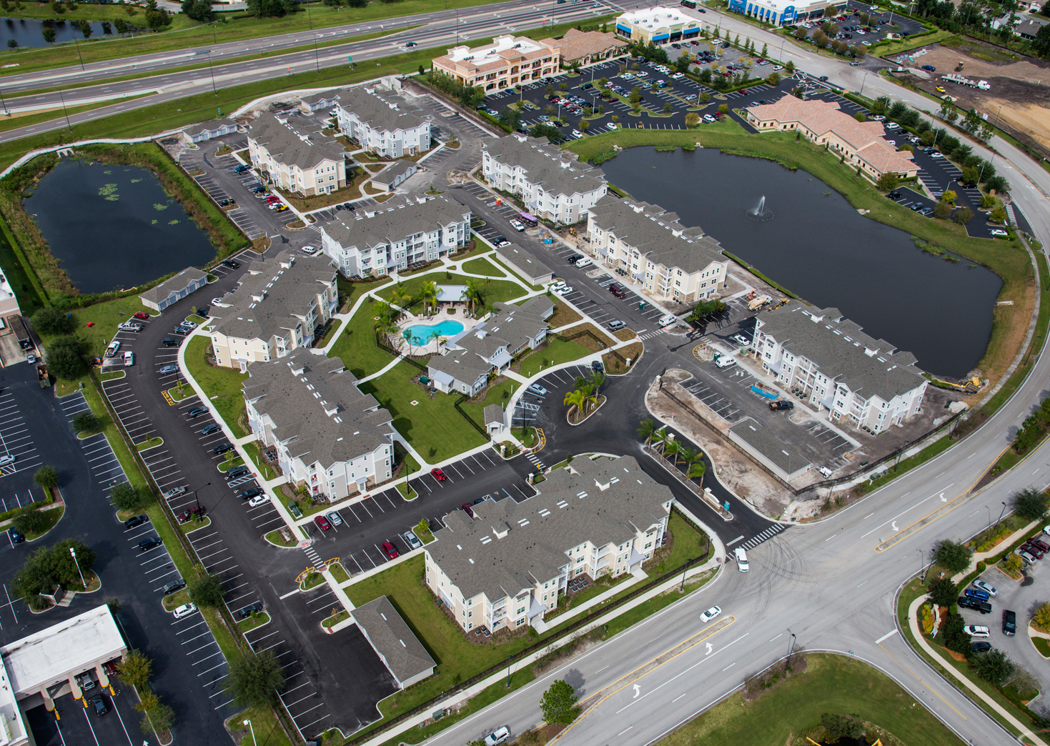 Aerial view of apartment complex
