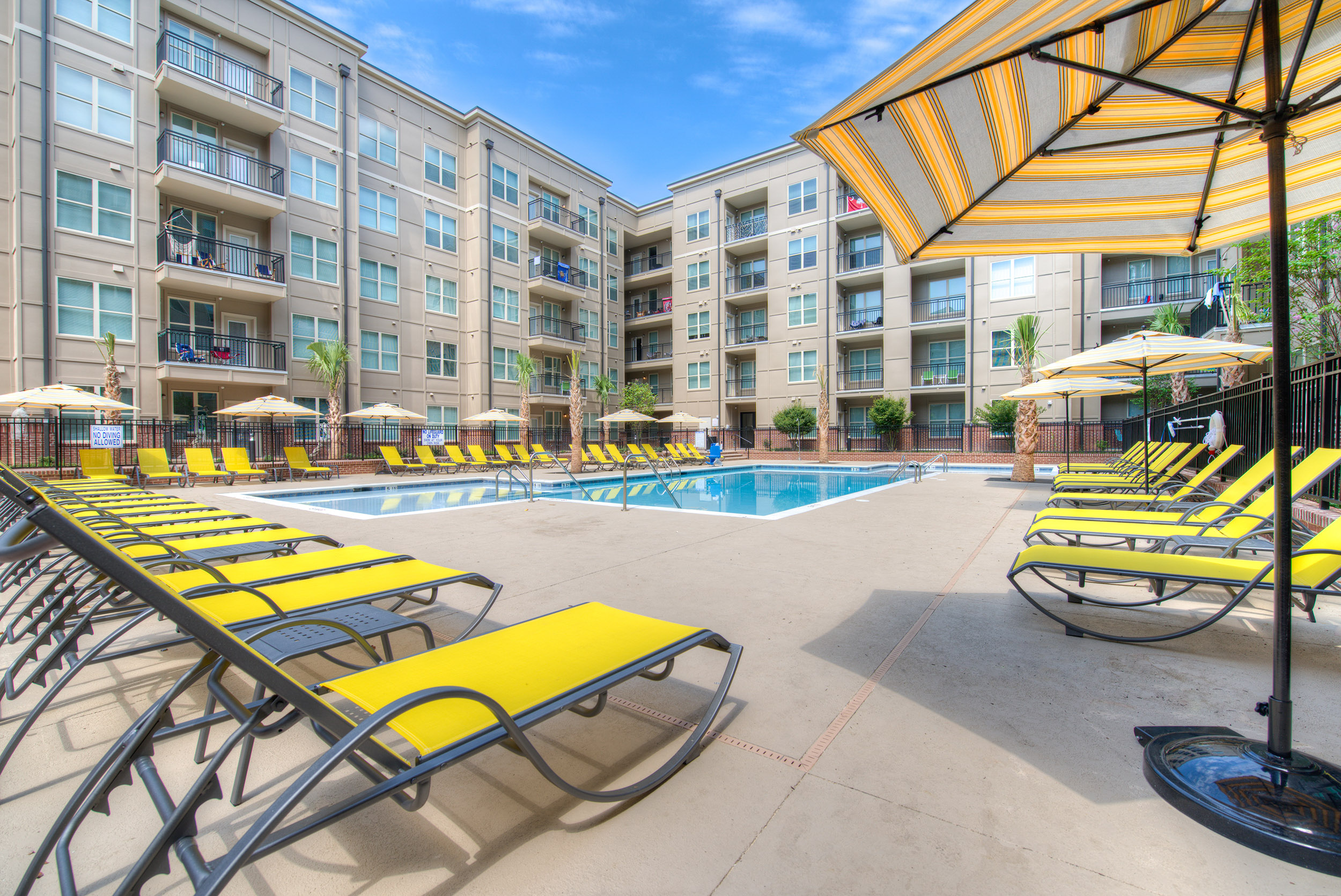 Multi level student housing with pool area