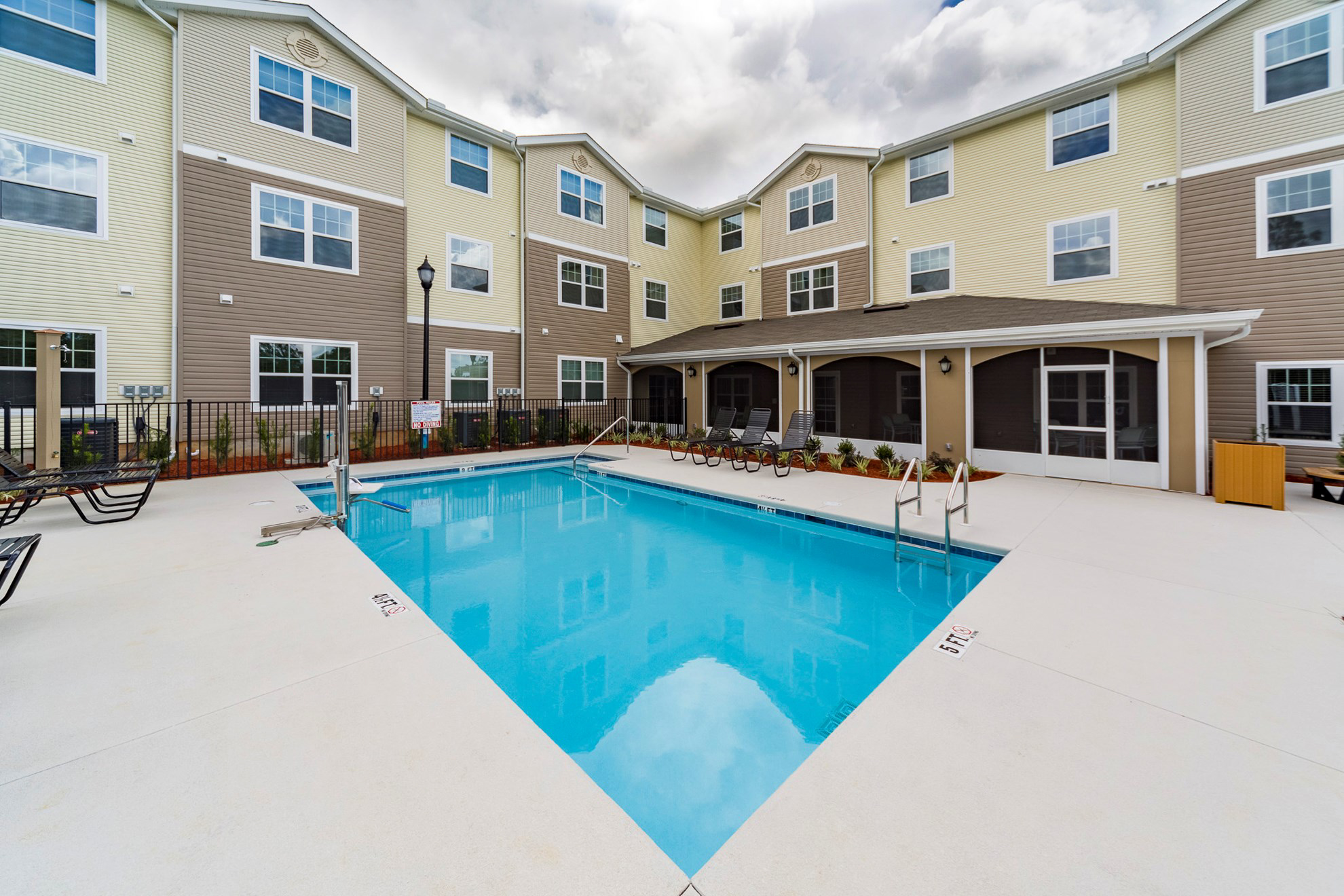 Senior living facility pool area