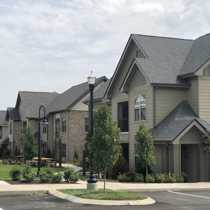 High end apartment complex angled view