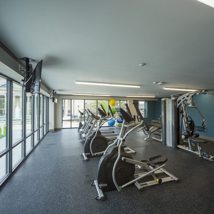 Exercise bikes looking toward window