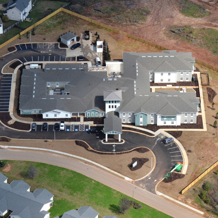 Aerial view of assisted living apartments in Georgia