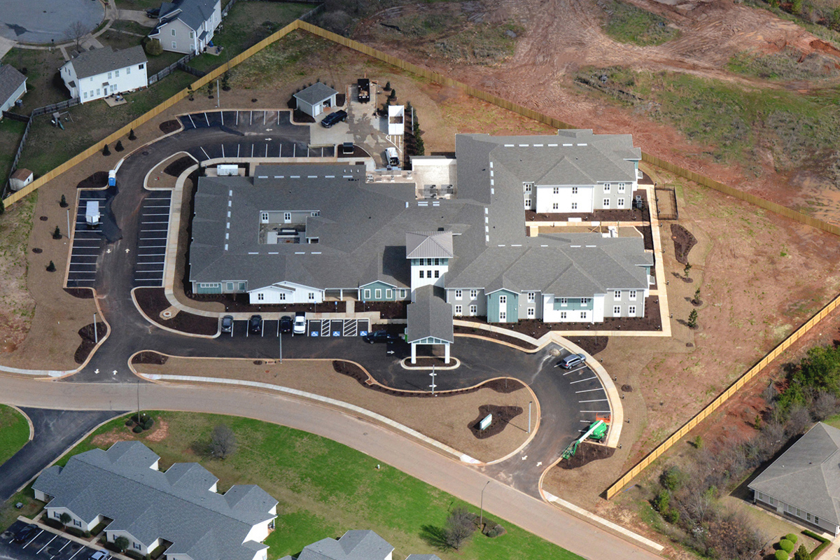Aerial view of assisted living apartments in Georgia