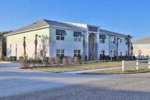 exterior of 2 story apartment building