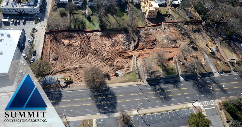 Aerial photo of construction site for Old Fourth Ward Market Rate Apartments by Summit
