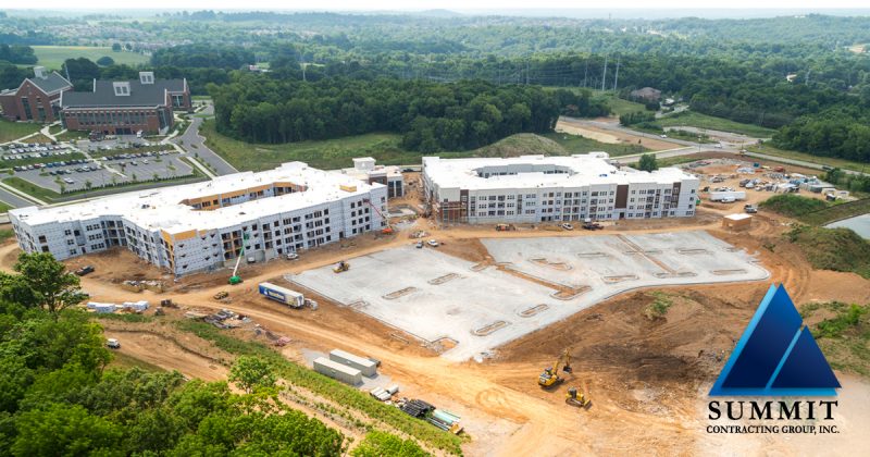 Aerial view of construction area for Mosby Carolina Forest HUD Apartments