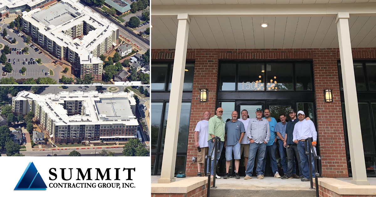 Collage of aerial photos of Summit construction of the Theory Raleigh student housing
