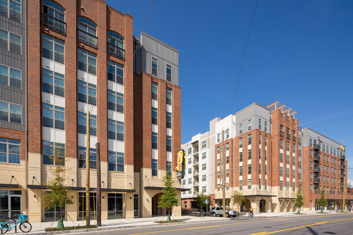 Street level view of Theory West Midtown Student Housing in Atlanta, Georgia by Summit Contracting Group