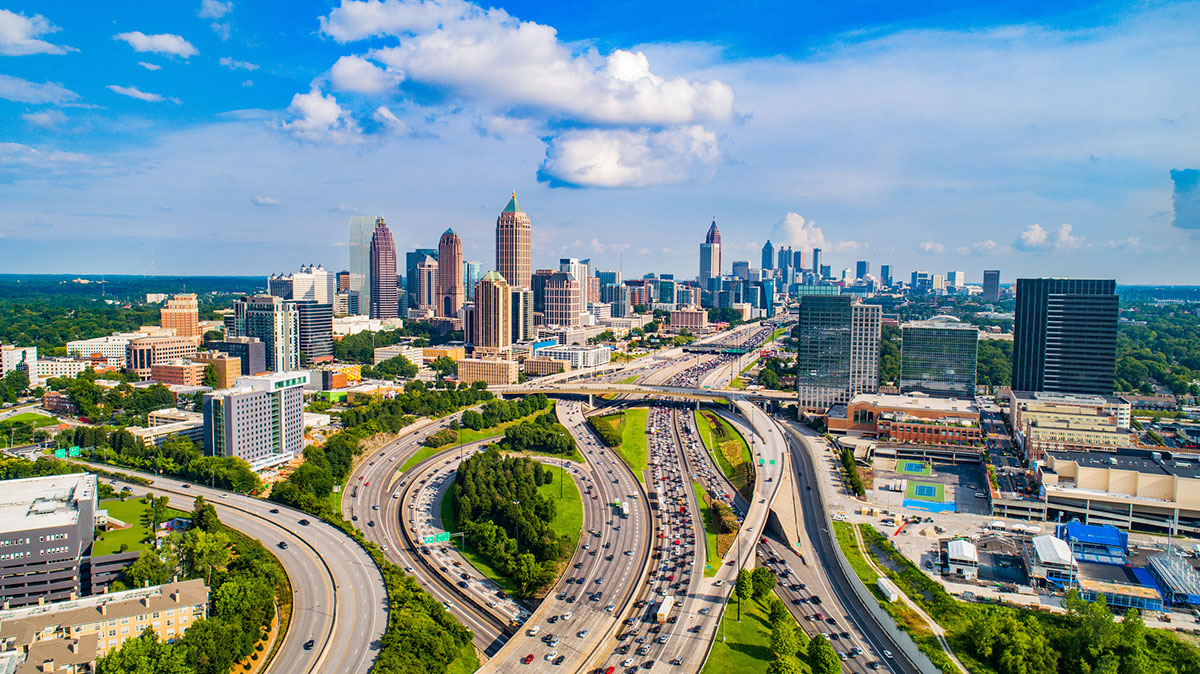 Skyline view with traffic of Atlanta