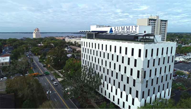 Aerial view of Summit Contracting Group Headquarters in Riverside area of Jacksonville, Florida