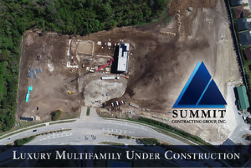 Aerial view of Fusion Rental Community construction site by Summit Construction Group