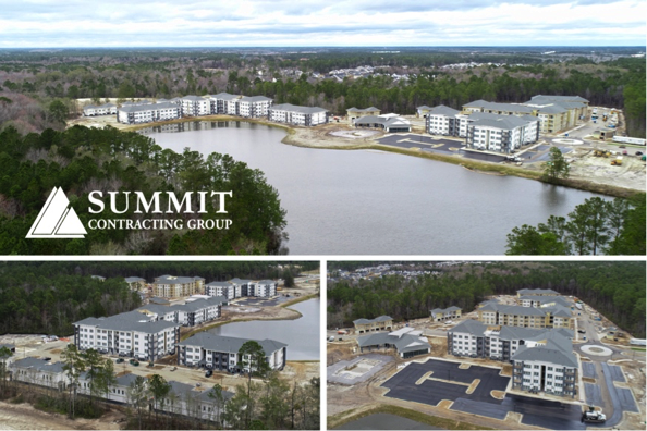 Aerial view of Mosby Lakeside Market Rate Apartments by Summit Construction Group