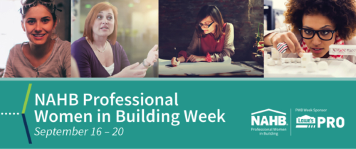Banner image with portraits of women at work for NAHB Professional Women in Building Week