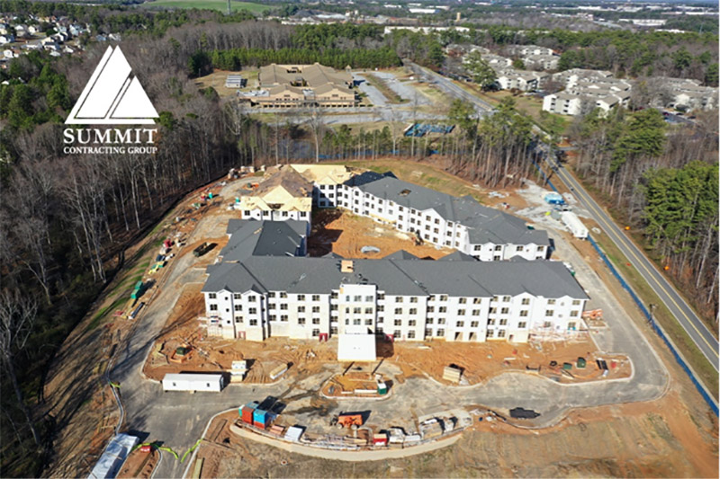 Aerial view of Renaissance Senior Living Apartments Atlanta Georgia from Summit Construction Group