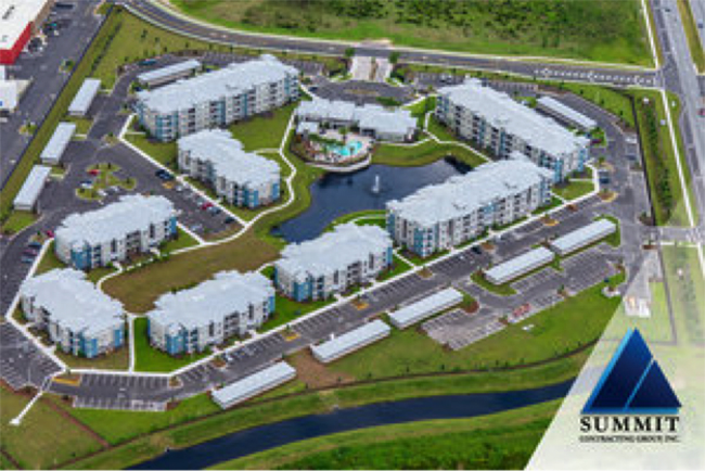 Aerial view of Tomoka Pointe Market Rate Apartments by Summit Construction Group