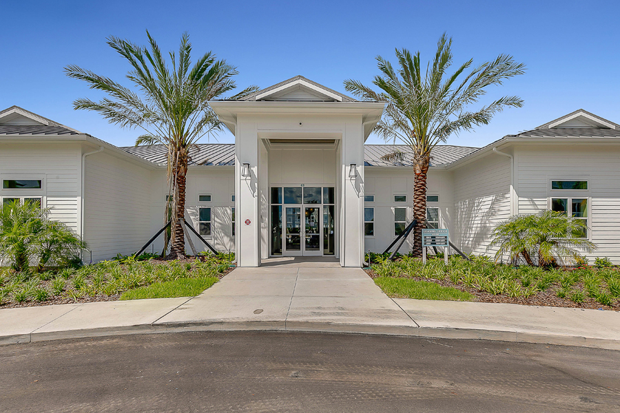 Entrance view of a multifamily clubhouse