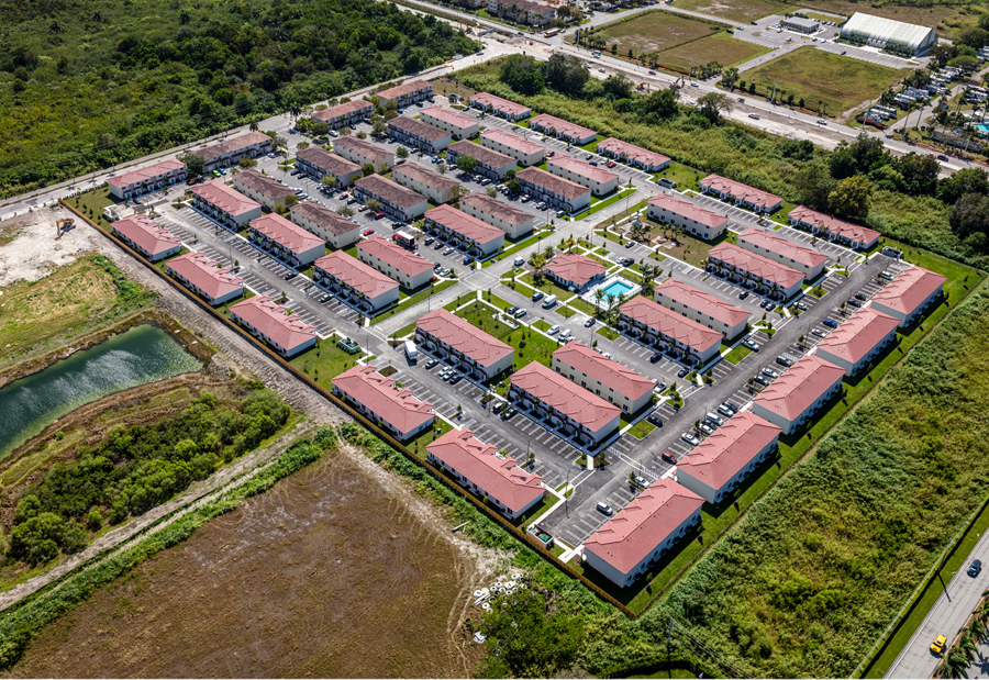 Aerial view of Ambar Key apartments in Florida City
