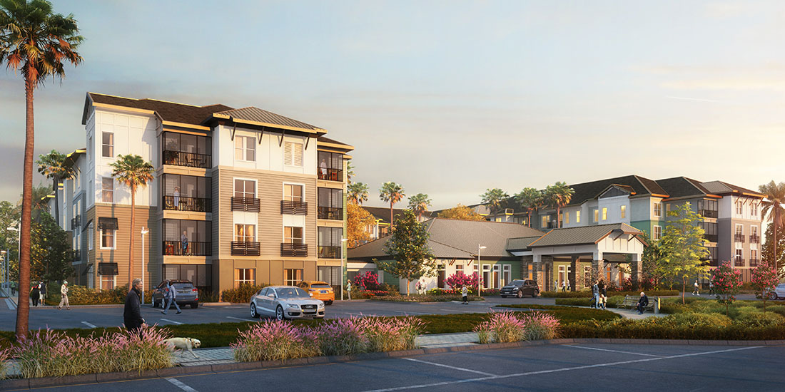 architect rendering of Sienna Pointe apartment building