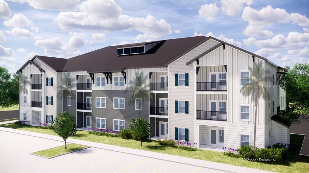 Rendering of East Colonial 3 Story Apartment Building