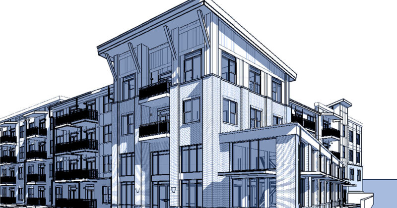 perspective rendering of Berry Hill Apartments
