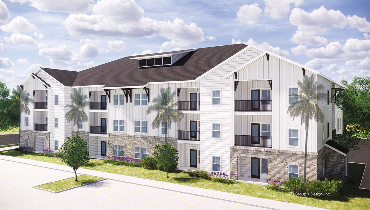 rendering of 3 story apartment building