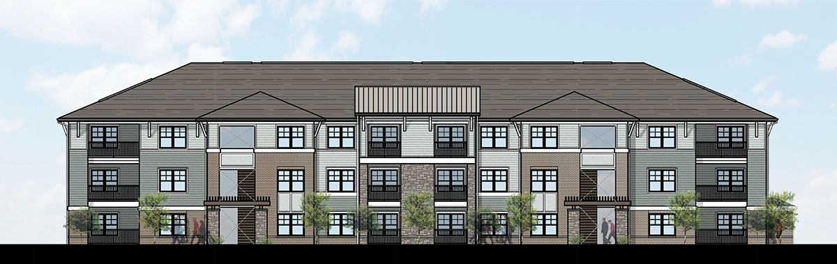 rendering of 3 story apartment building