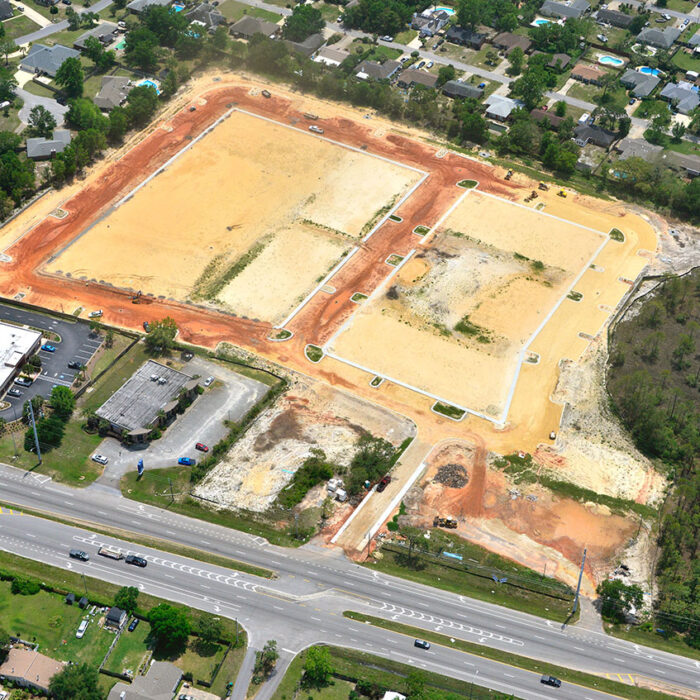 aerial view of construction site work
