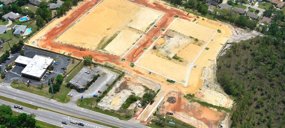 aerial view of construction site work