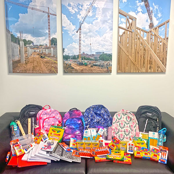 school supplies collected in an office