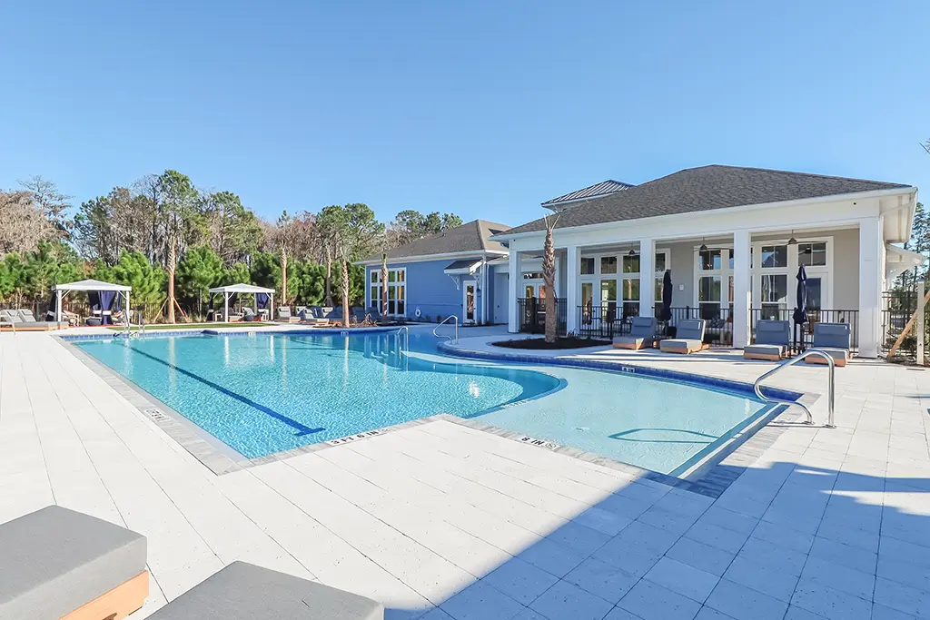 pool patio and clubhouse