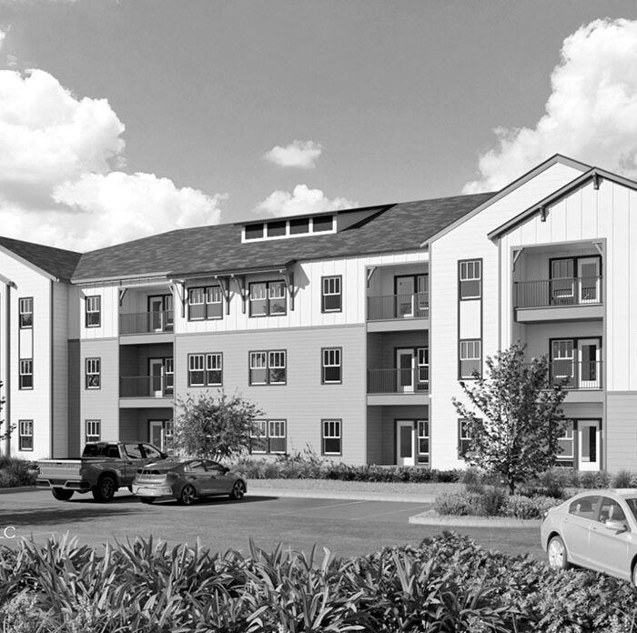 rendering of 3 story apartment building