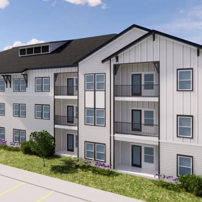 rendering of 3 story apartment building