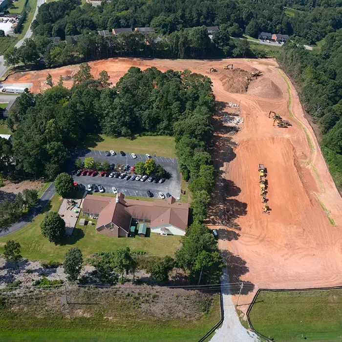 aerial photo of construction site doing site work