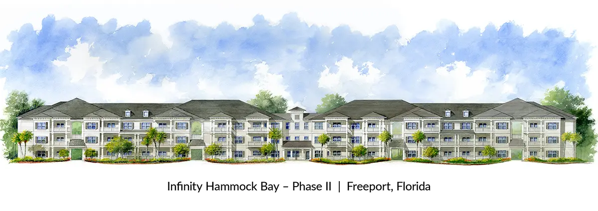 architect rendering of 3-story apartment building