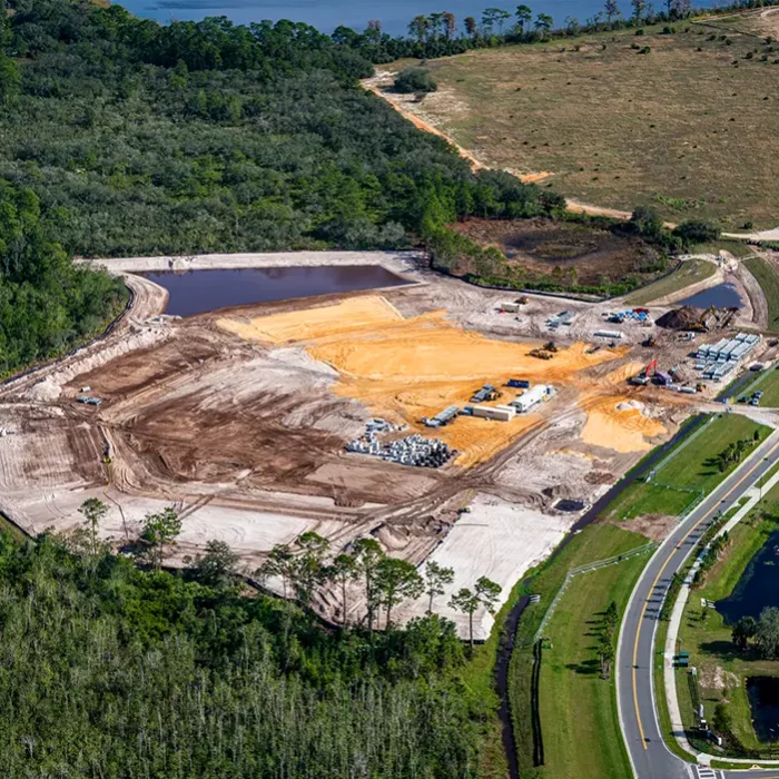 aerial view of construction site