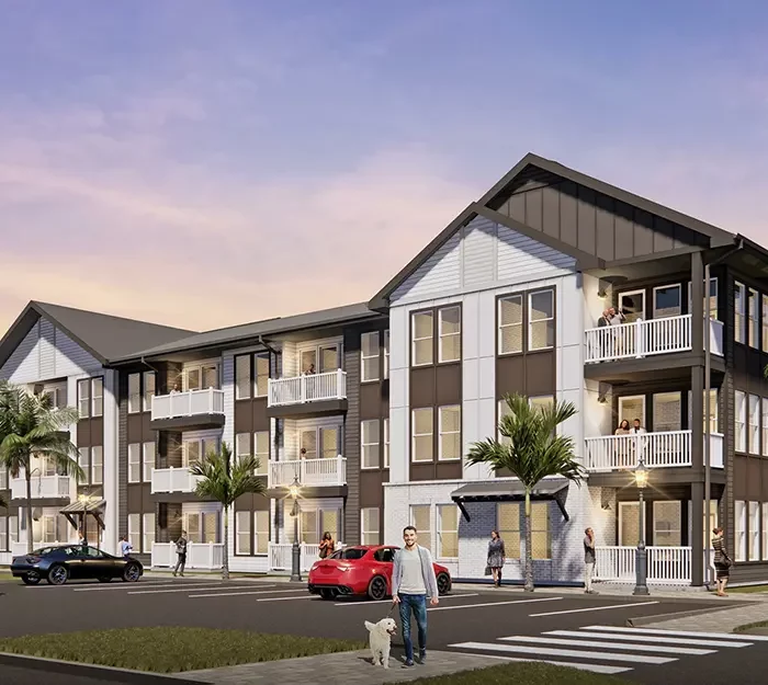 architects rendering of 3 story apartment buildings