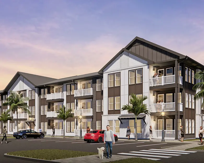 architects rendering of 3 story apartment buildings