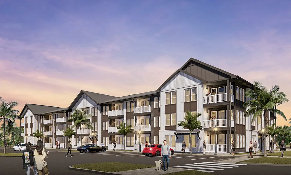 architects rendering of 3 story apartment buildings