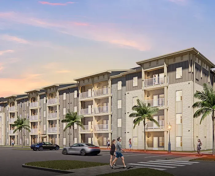 rendering of 4 story multifamily building