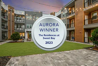image of award badge for 2023 Silver Aurora Award Winner The Residences at Sweetbay